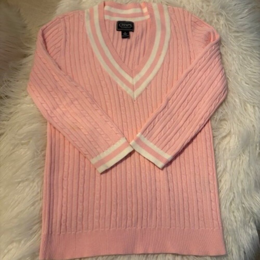 CHAPS CLASSICS PINK TENNIS SWEATER
